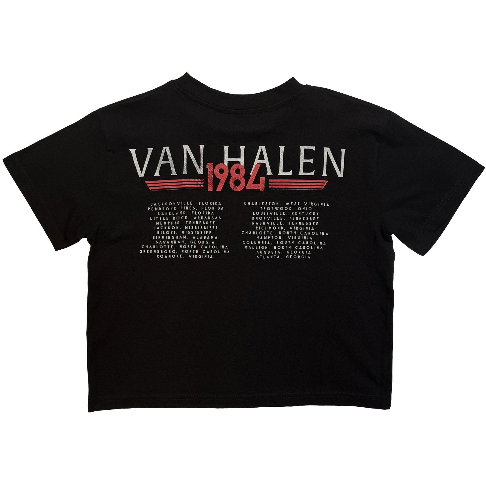 Van Halen Ladies Crop Top: '84 Tour (Black) (Back Print)