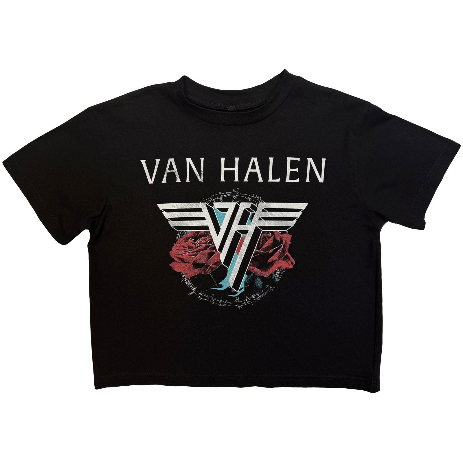 Van Halen Ladies Crop Top: '84 Tour (Black) (Back Print)