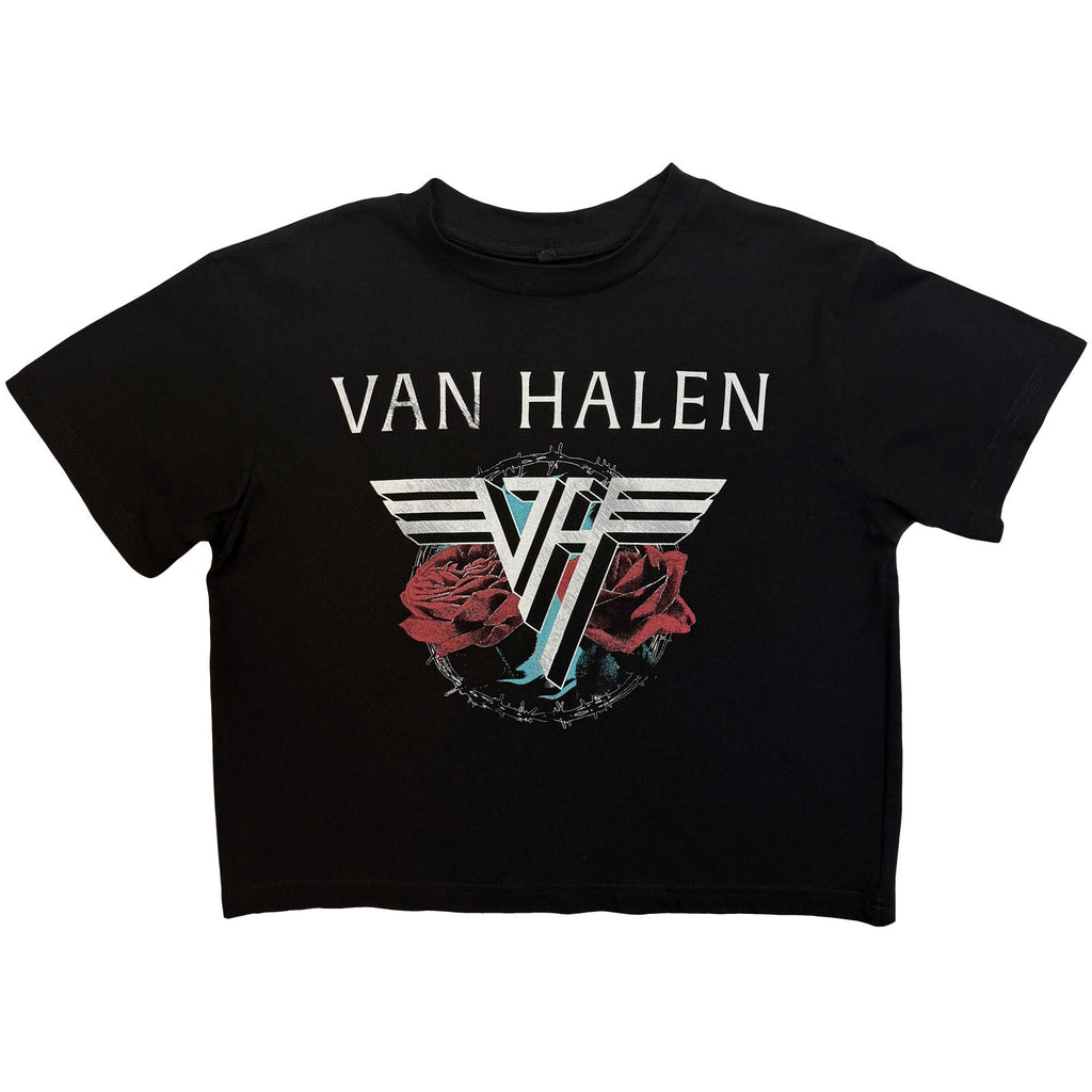 Van Halen Ladies Crop Top: '84 Tour (Black) (Back Print)