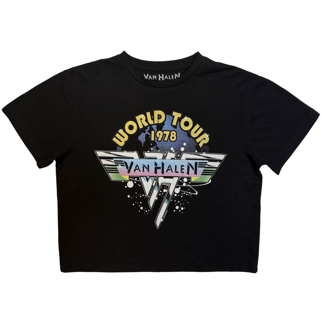 Van Halen Ladies Crop Top: World Tour '78 (Black)