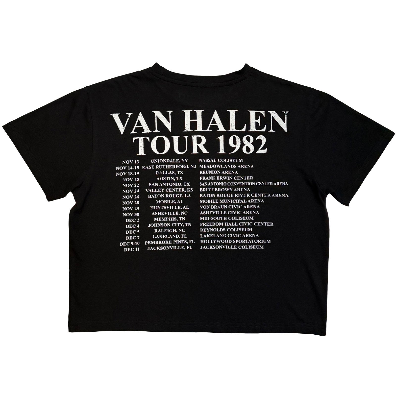 Van Halen Ladies Crop Top: The Power To Raise The Dead (Black) (Back Print)