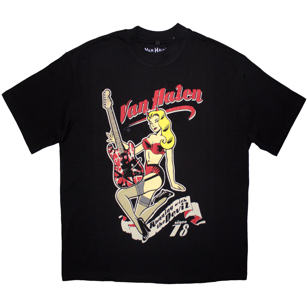Van Halen Unisex Oversized Boxy T-Shirt: Running With The Devil (Black)