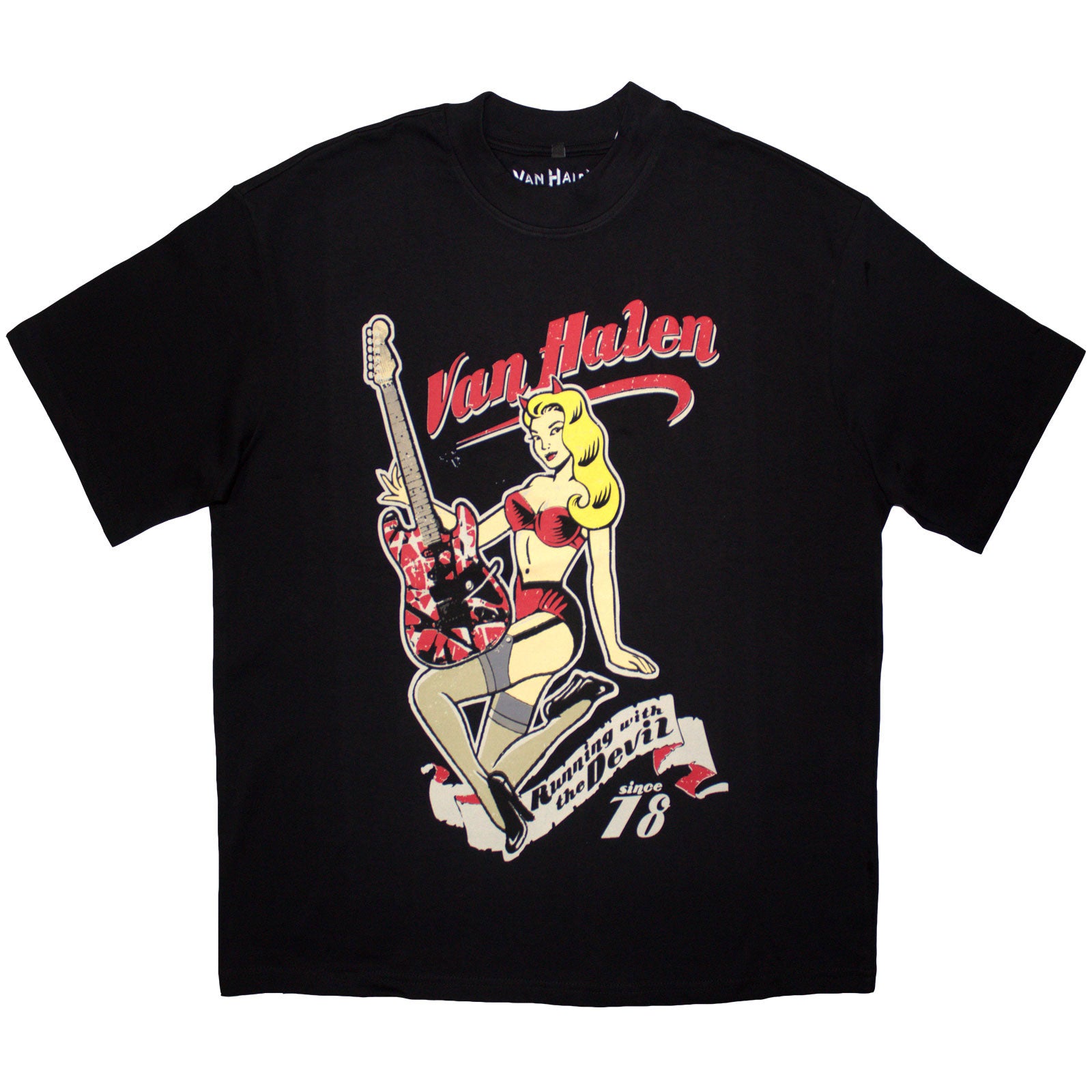 Van Halen Unisex Oversized Boxy T-Shirt: Running With The Devil (Black)
