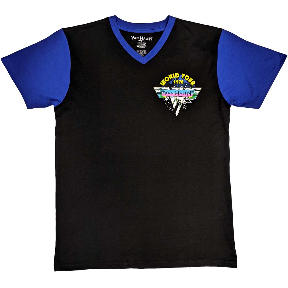 Van Halen Unisex Raglan T-Shirt: 1978 Tour Dates (Black & Purple) (Back Print)