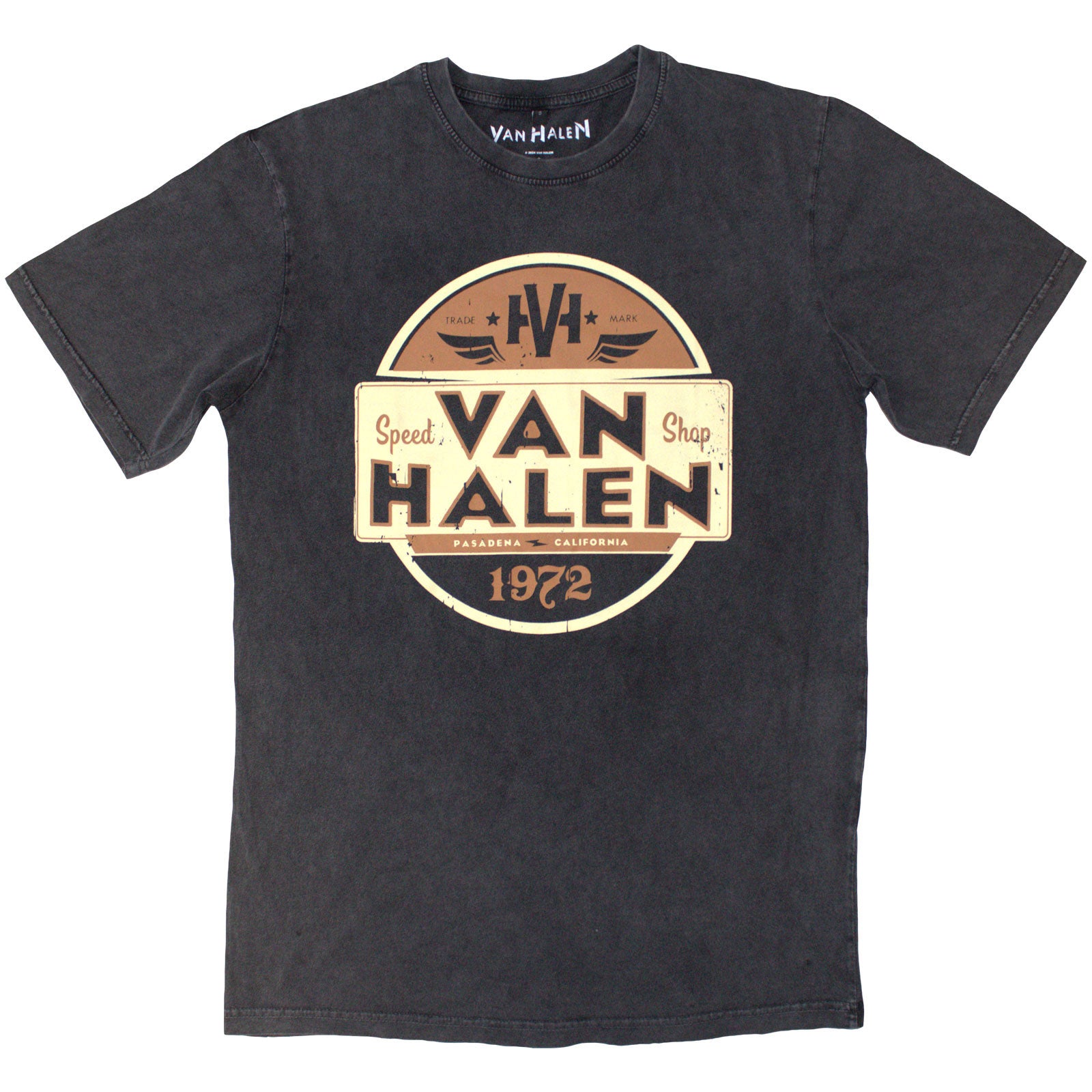 Van Halen Unisex Stone Wash T-Shirt: Speed Shop (Charcoal Grey)