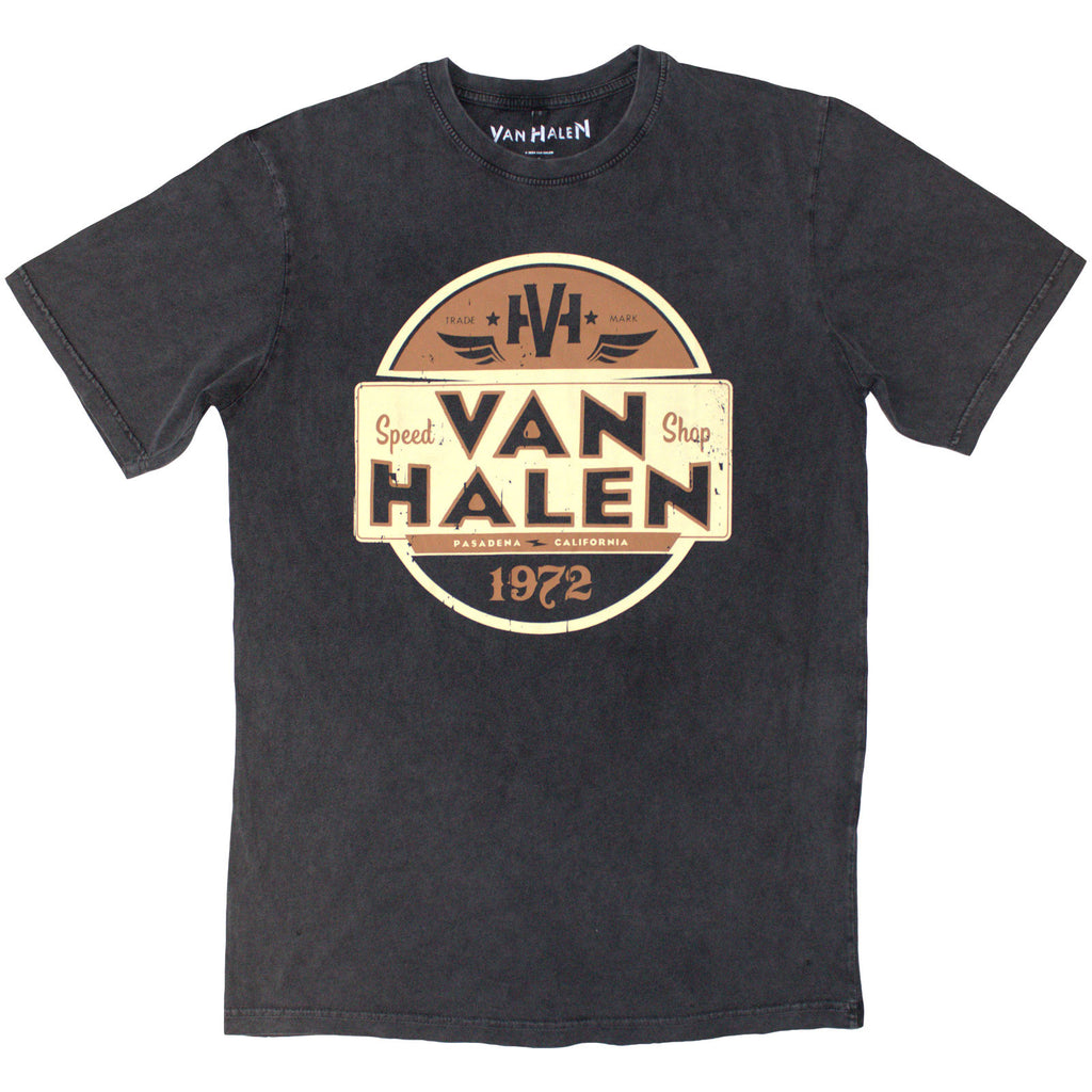 Van Halen Unisex Stone Wash T-Shirt: Speed Shop (Charcoal Grey)