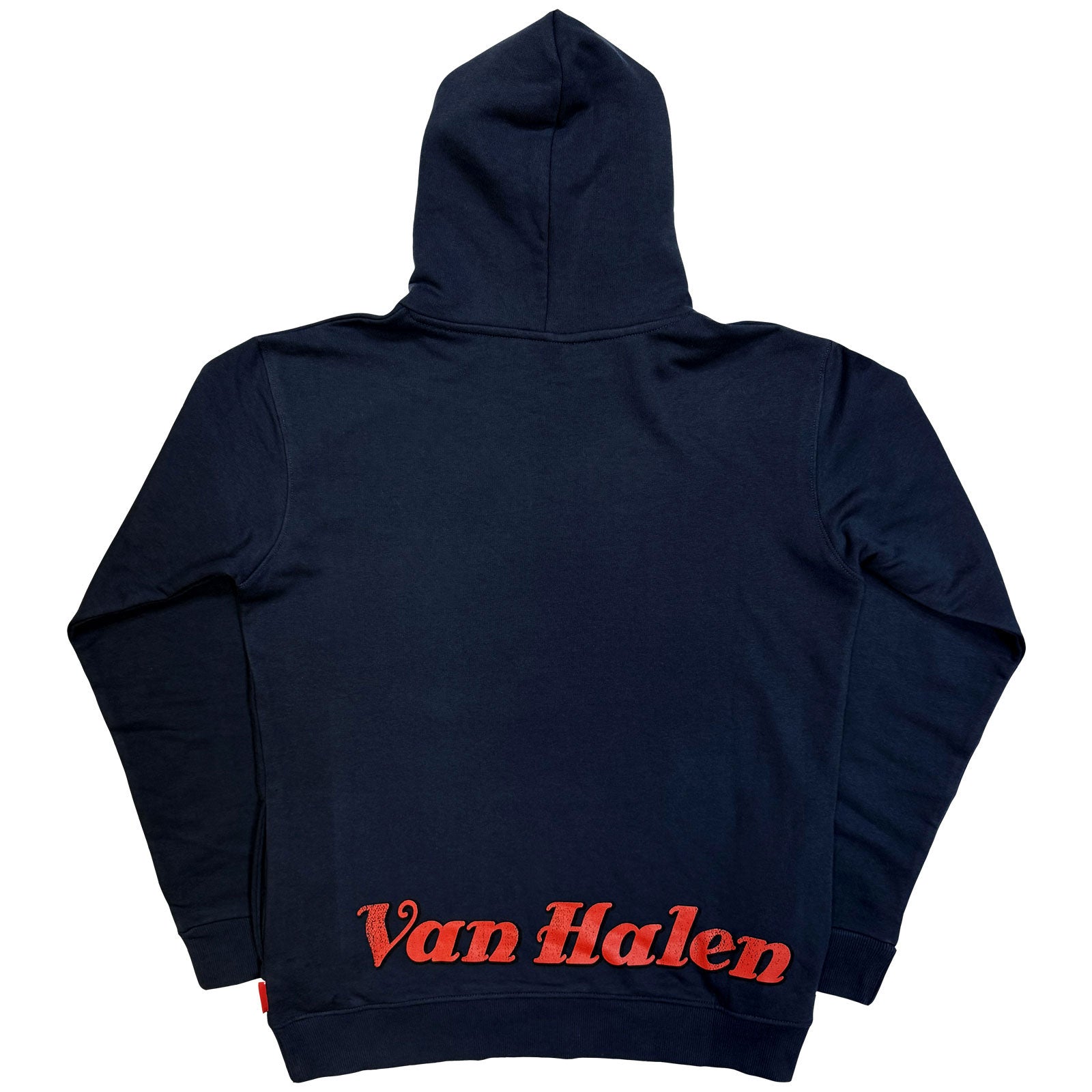 Van Halen Unisex Unplugged Pullover Hoodie: Pinup Motorcycle (Navy Blue) (Back Print)
