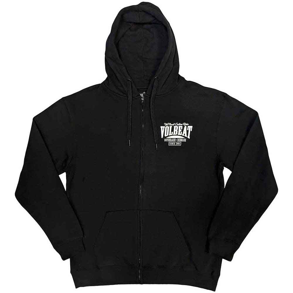 Volbeat Unisex Zipped Hoodie: Louder and Faster (Black) (Back Print)