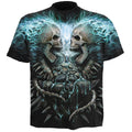 Spiral Unisex T-Shirt: Flaming Spine (Black) (All Over Print)