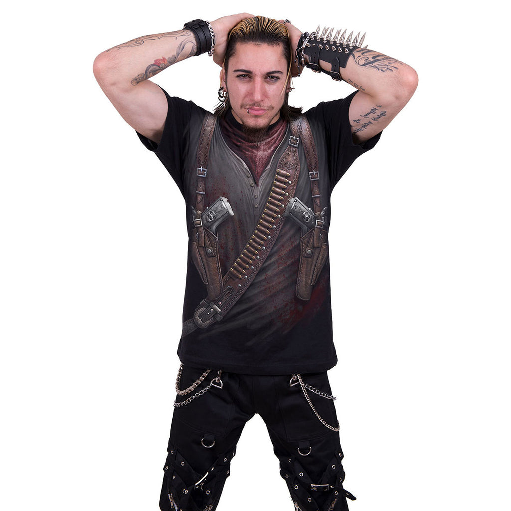Spiral Unisex T-Shirt: Holster Wrap (Black) (All Over Print)