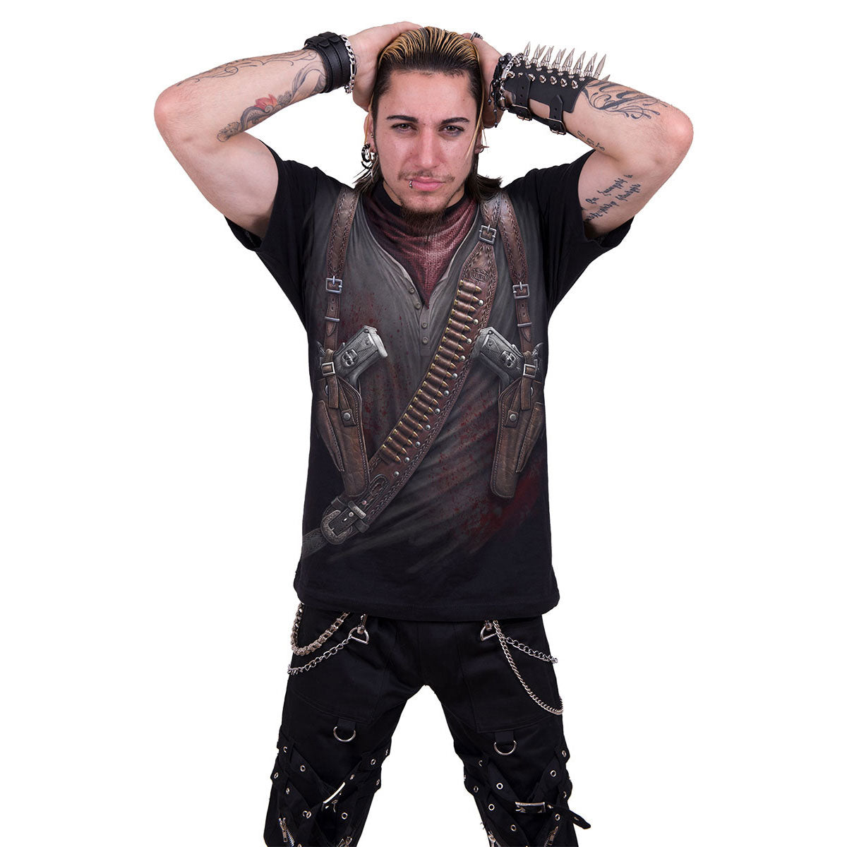 Spiral Unisex T-Shirt: Holster Wrap (Black) (All Over Print)
