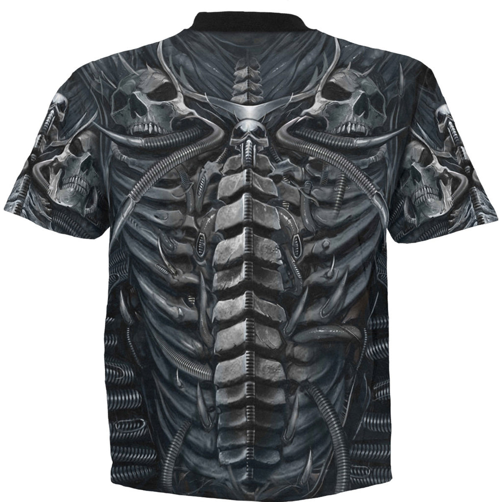 Spiral Unisex T-Shirt: Skull Armour (Black) (All Over Print)