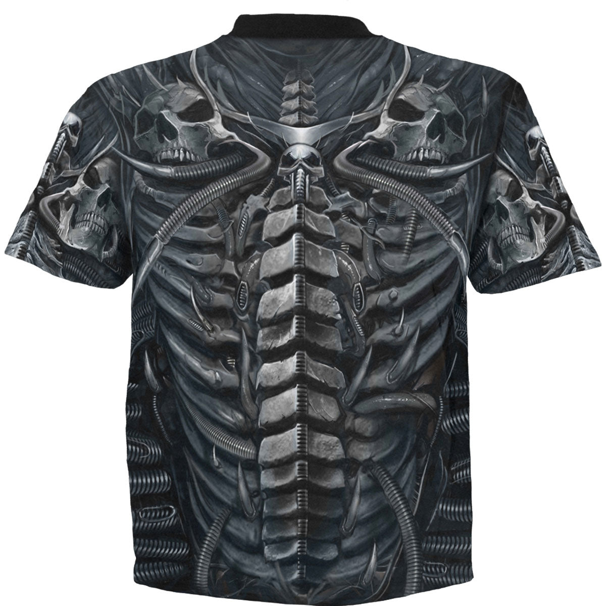 Spiral Unisex T-Shirt: Skull Armour (Black) (All Over Print)