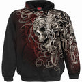 Spiral Unisex Pullover Hoodie: Skull Shoulder Wrap (Black) (All Over Print)