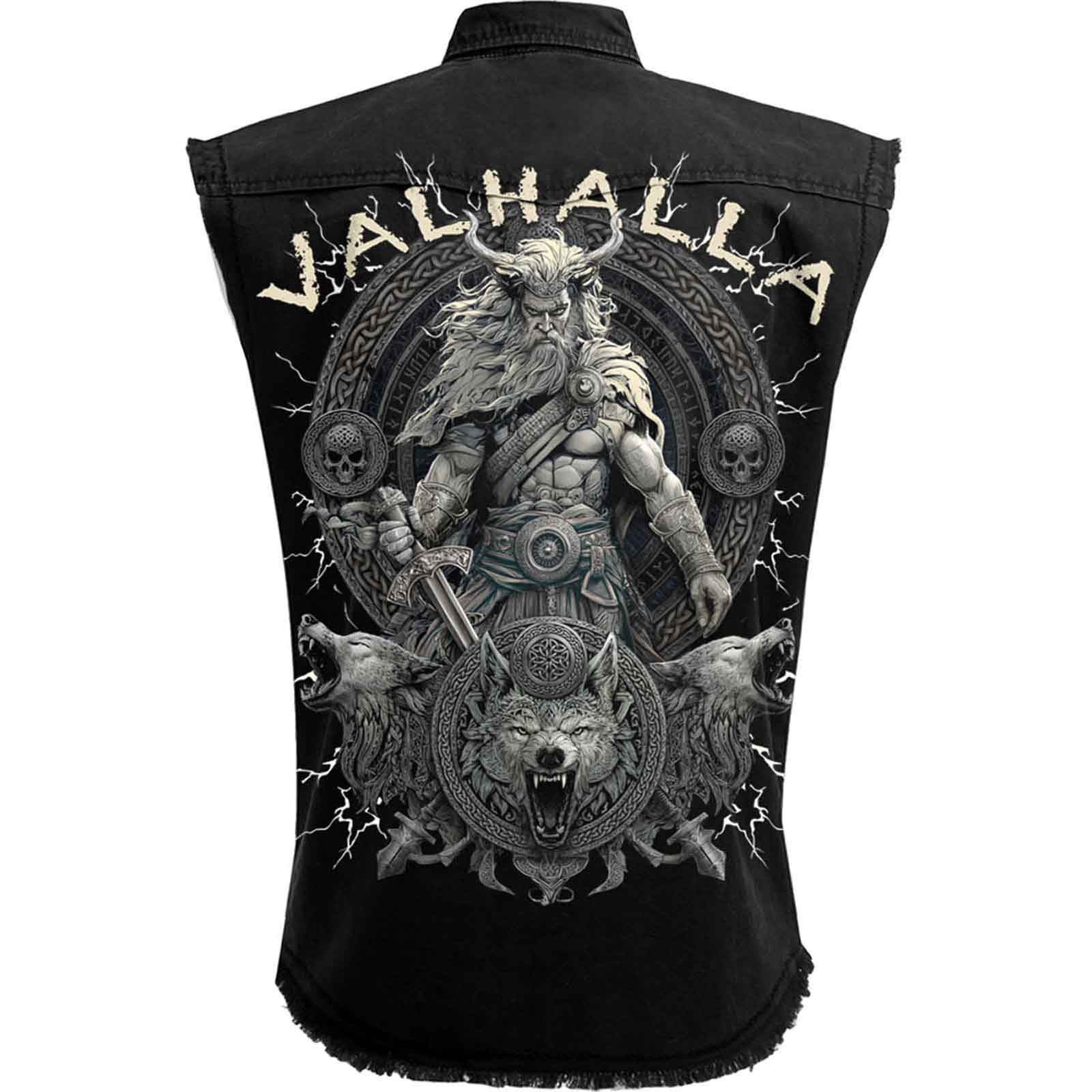 Spiral Unisex Worker Shirt: Valhalla (Black) (Back Print)