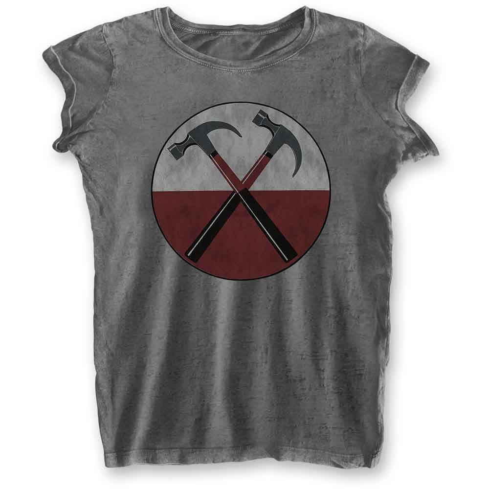 Pink Floyd Ladies Burnout T-Shirt: The Wall Hammers (Charcoal Grey) (LOS)