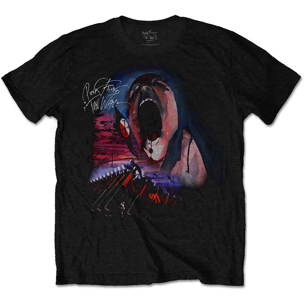Pink Floyd Unisex T-Shirt: The Wall Scream & Hammers (Black)