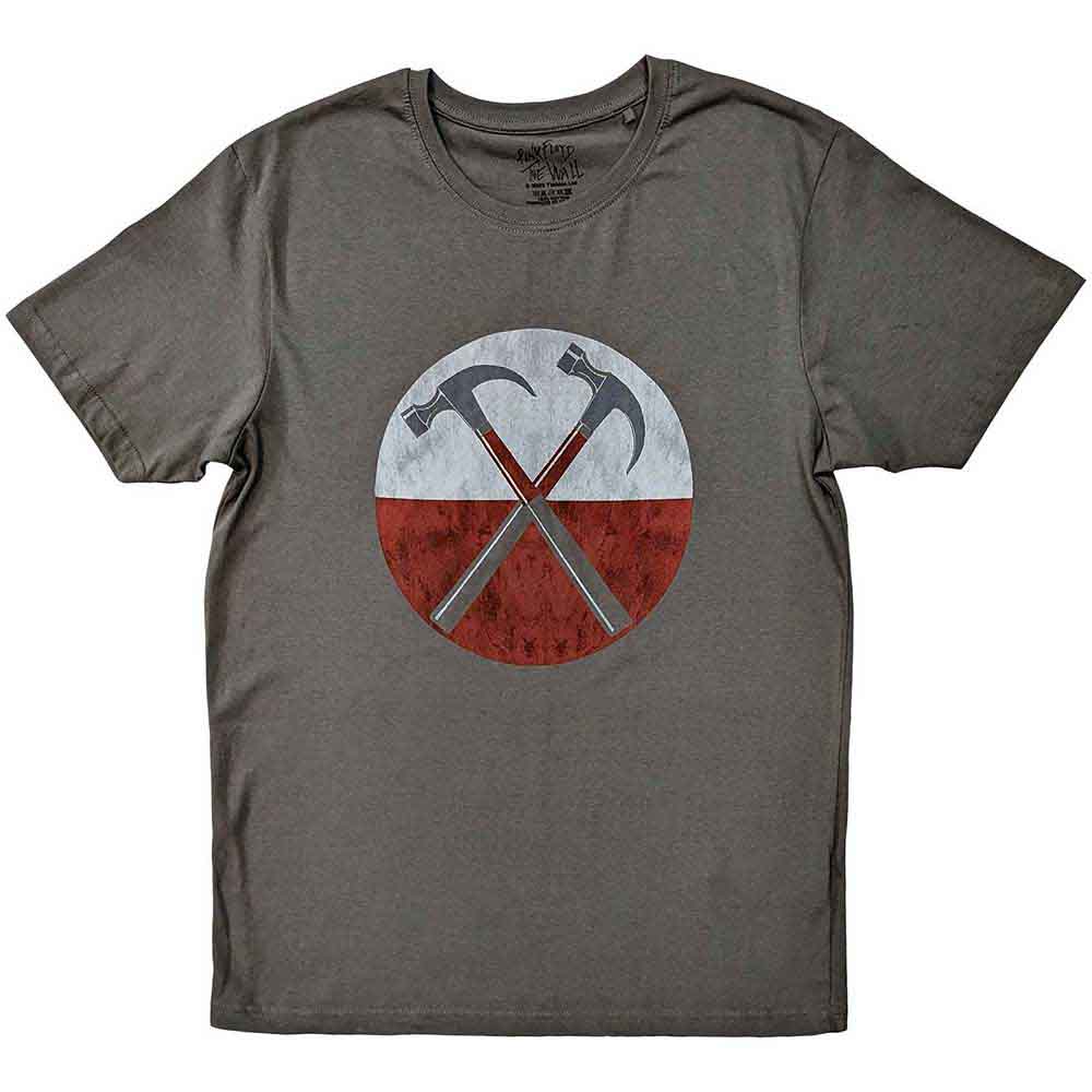 Pink Floyd Unisex Vintage T-Shirt: Vintage The Wall Hammers (Charcoal Grey)