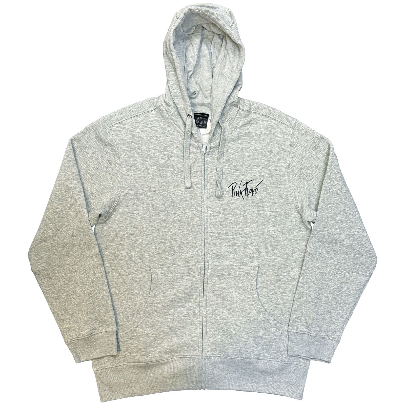 Pink Floyd Unisex Zipped Hoodie: The Wall Faded Hammers Logo (Grey) (Back Print)