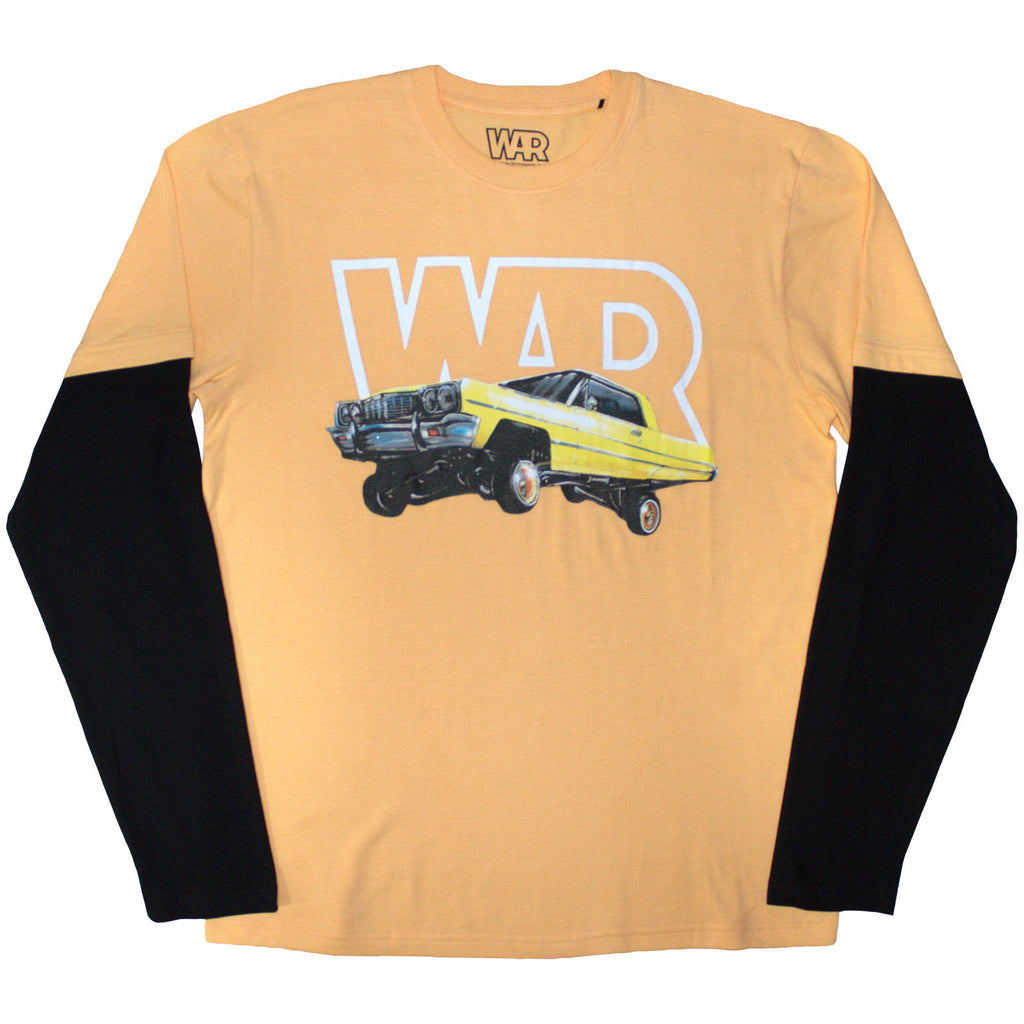 War Unisex Layered Long Sleeve T-Shirt: Car (Sand & Black) (Back Print)