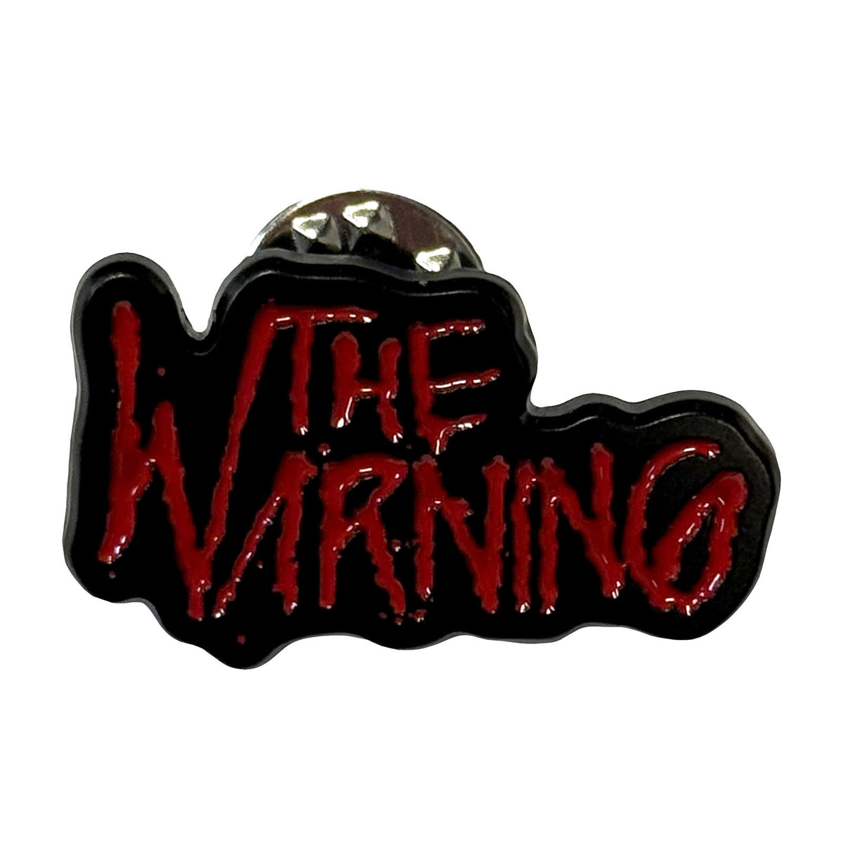 The Warning Pin Badge: Splatter Logo