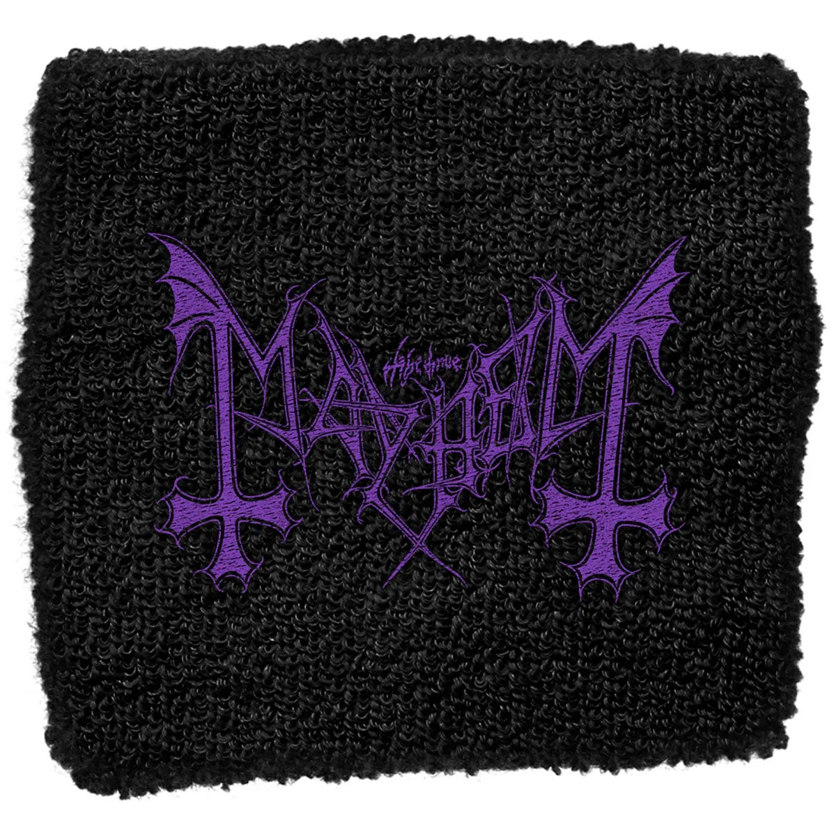 Mayhem Embroidered Wristband: Purple Logo