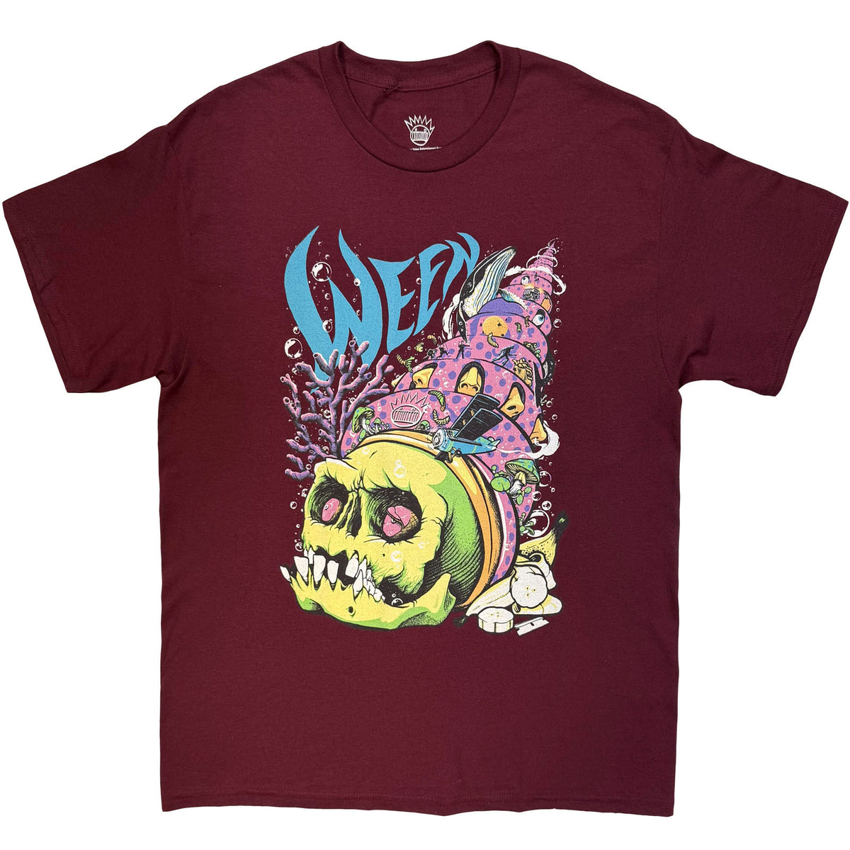 Ween Unisex T-Shirt: Skull Shell (Maroon Red)
