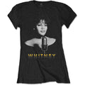 Whitney Houston Ladies T-Shirt: Black & White Photo (Black)
