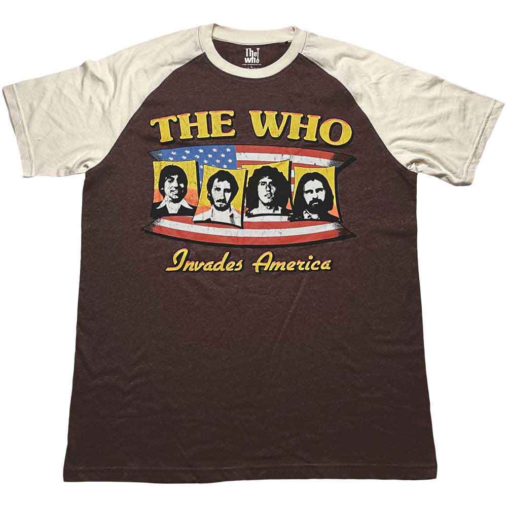 The Who Unisex Raglan T-Shirt: Invades America (Brown & Natural)