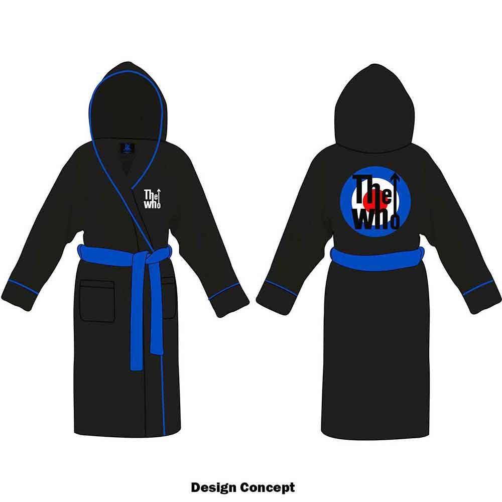 The Who Unisex Bathrobe: Target Logo (Black) (Back Print)