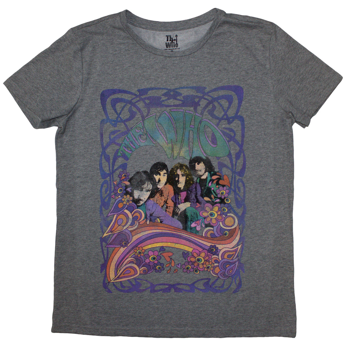 The Who Ladies T-Shirt: Psych Floral (Grey)