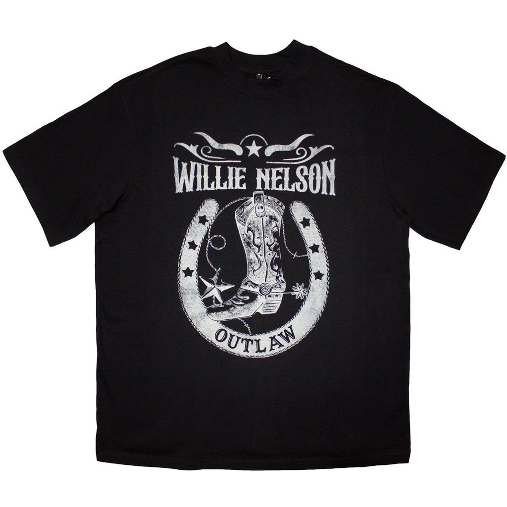 Willie Nelson Unisex Oversized Boxy T-Shirt: Outlaw (Black)
