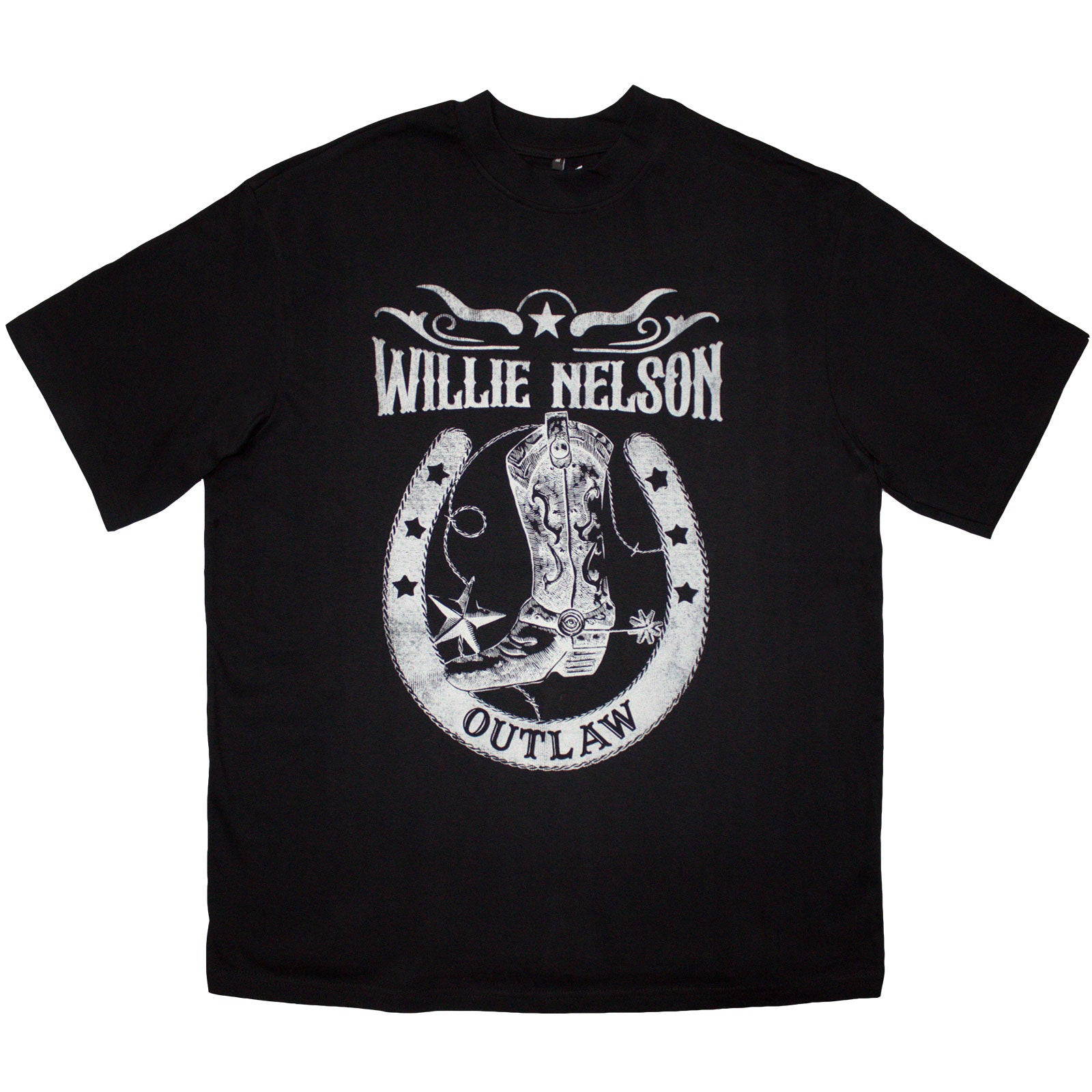 Willie Nelson Unisex Oversized Boxy T-Shirt: Outlaw (Black)