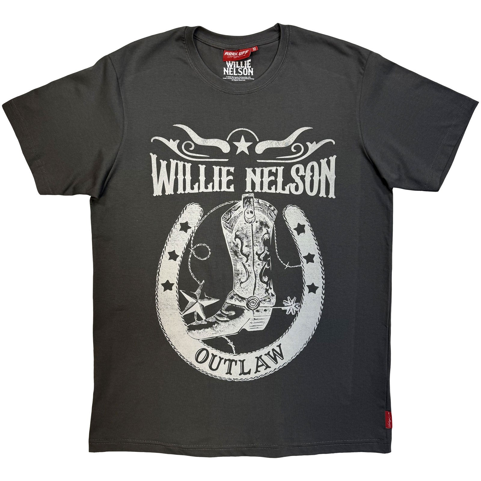 Willie Nelson Unisex Unplugged T-Shirt: Outlaw (Charcoal Grey)