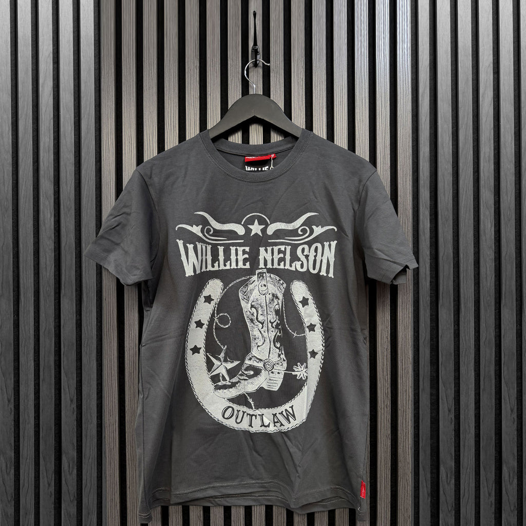 Willie Nelson Unisex Unplugged T-Shirt: Outlaw (Charcoal Grey)