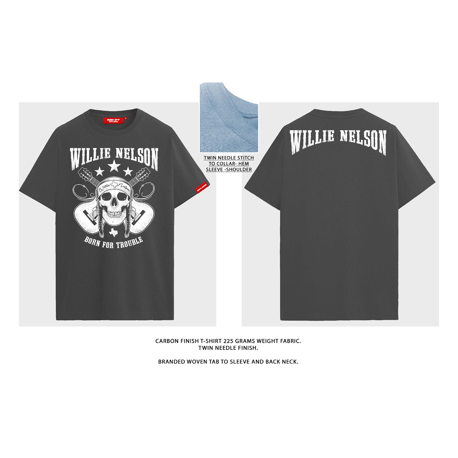 Willie Nelson Unisex Unplugged T-Shirt: Outlaw (Charcoal Grey)