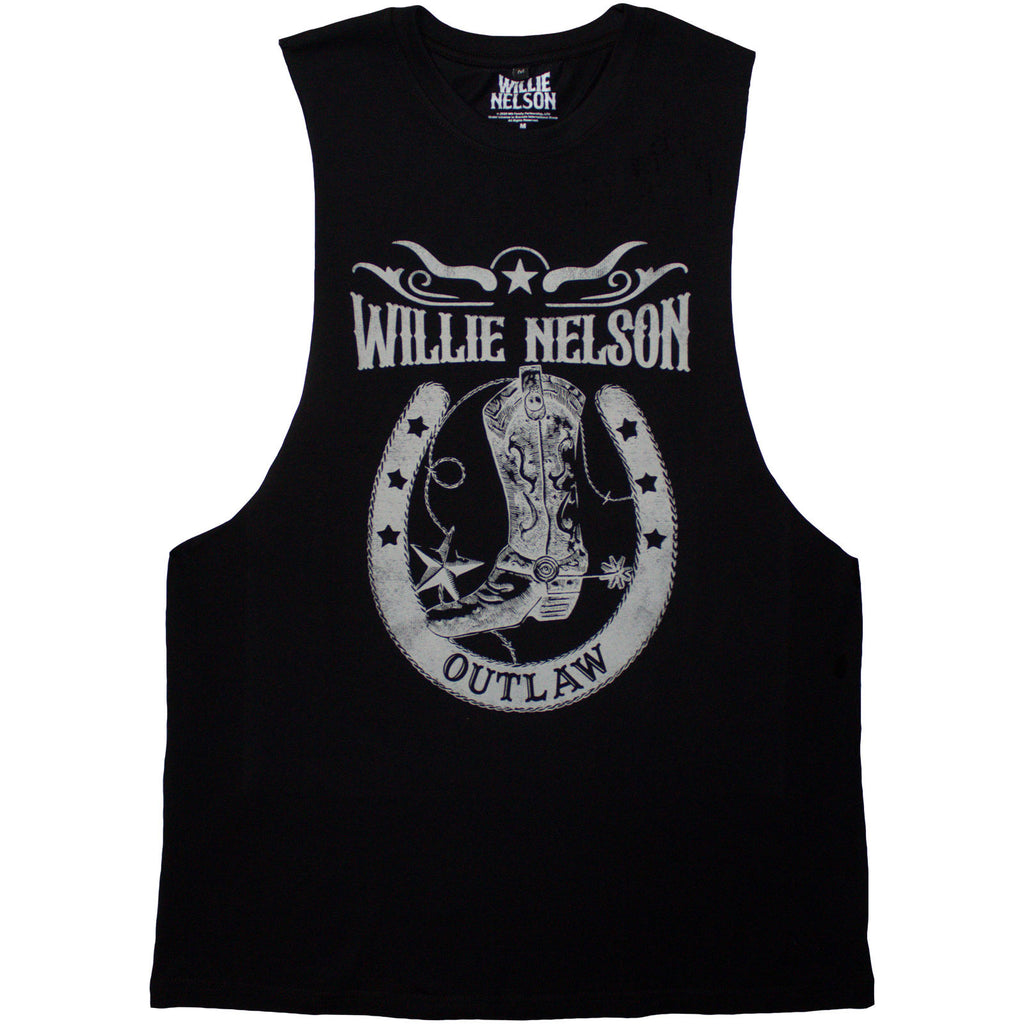 Willie Nelson Unisex Vest T-Shirt: Outlaw (Black)