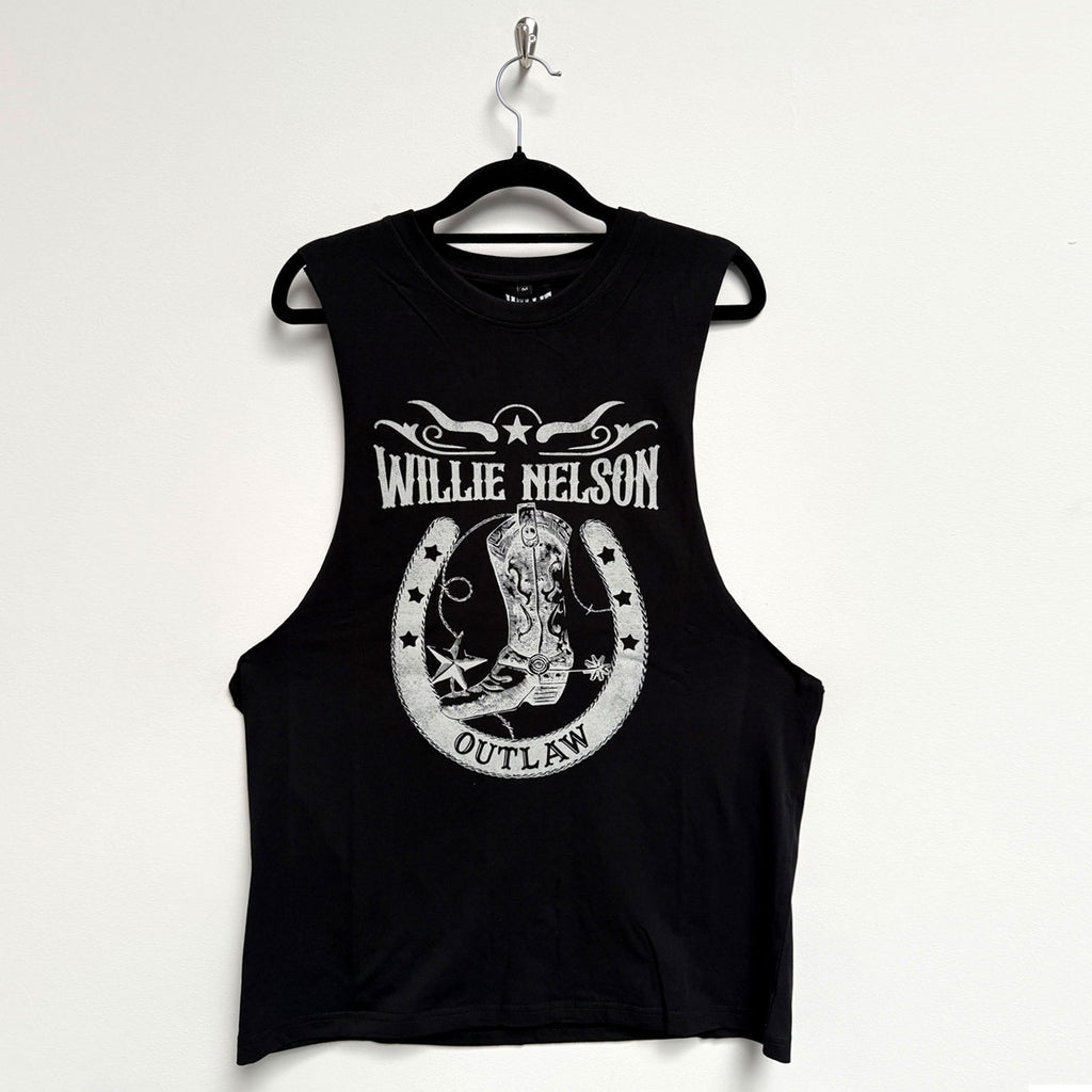 Willie Nelson Unisex Vest T-Shirt: Outlaw (Black)