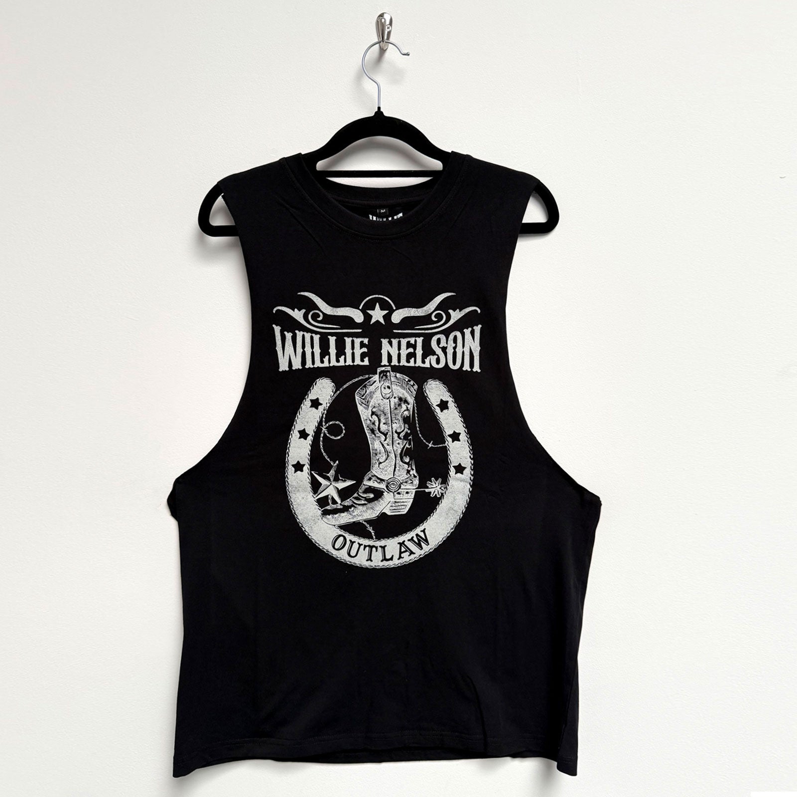 Willie Nelson Unisex Vest T-Shirt: Outlaw (Black)