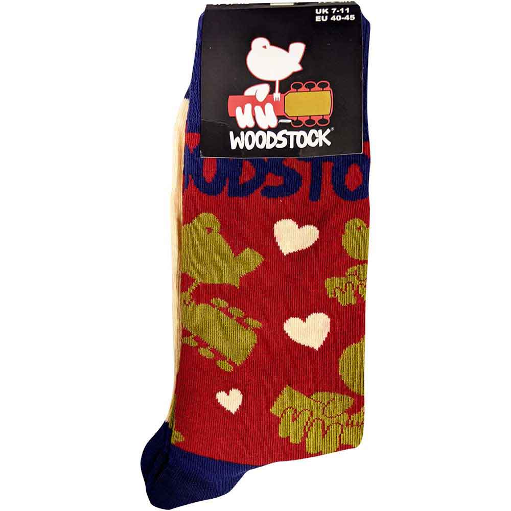 Woodstock Unisex Ankle Socks: Birds & Hearts (Red) (UK Size 7 - 11)