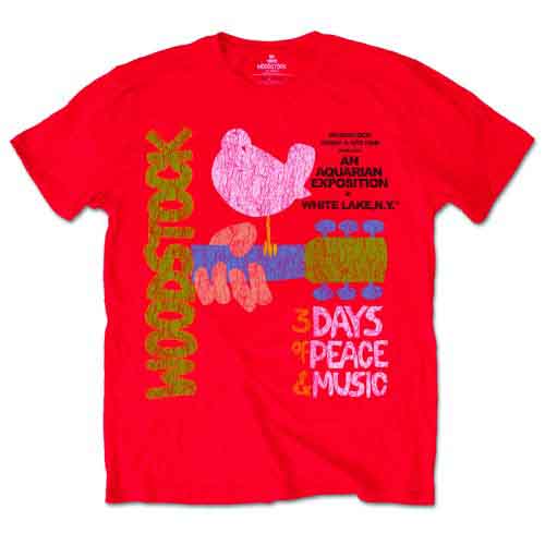 Woodstock Unisex T-Shirt: Classic Vintage Poster (Red)