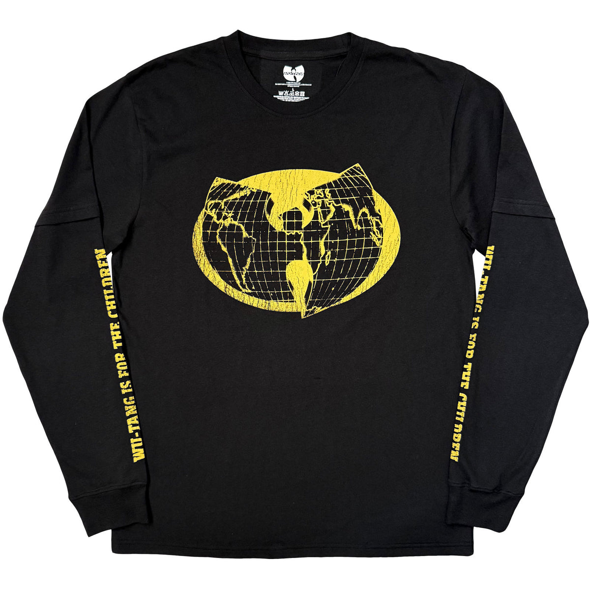 Wu-Tang Clan Unisex 2 In 1 Layered Long Sleeve T-Shirt: World For The Children (Black) (Sleeve Print)