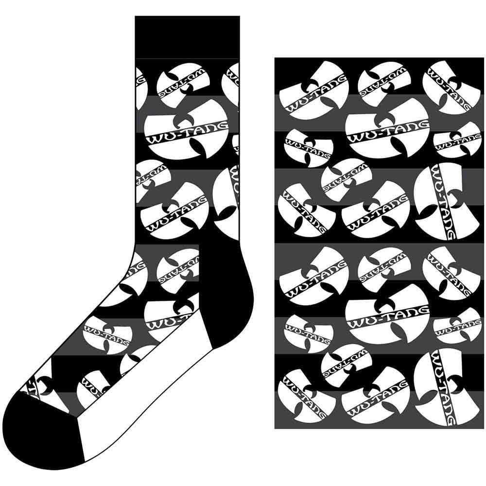 Wu-Tang Clan Unisex Ankle Socks: Logos Monochrome (Black, White & Grey) (UK Size 7 - 11)