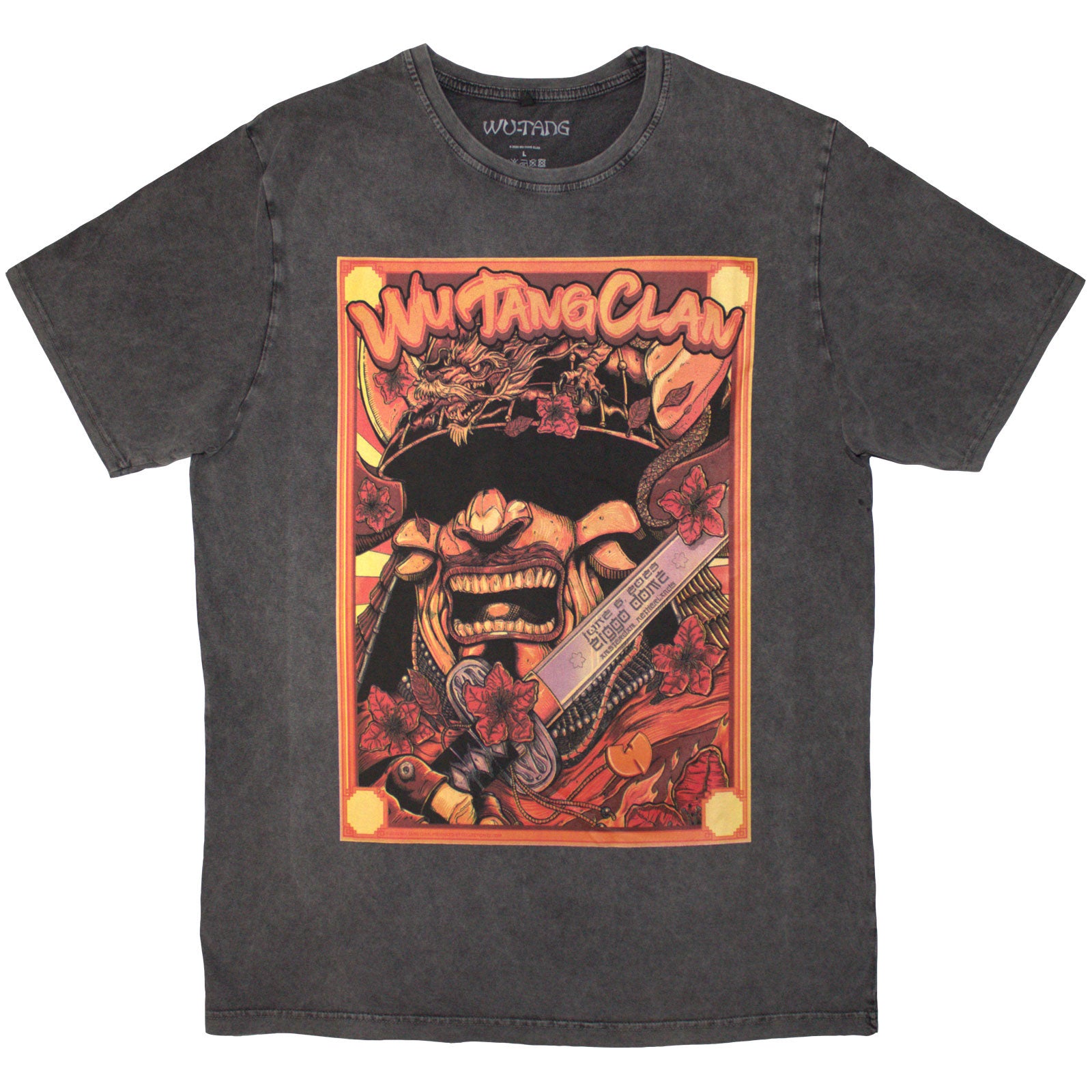 Wu-Tang Clan Unisex Stone Wash T-Shirt: Amsterdam '23 (Charcoal Grey)