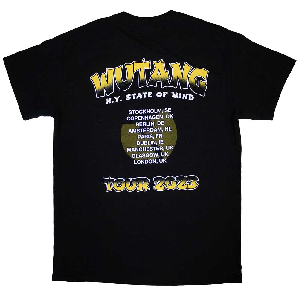 Wu-Tang Clan Unisex T-Shirt: Tour '23 Slanted Logo State Of Mind (Black) (Back Print & Ex-Tour)