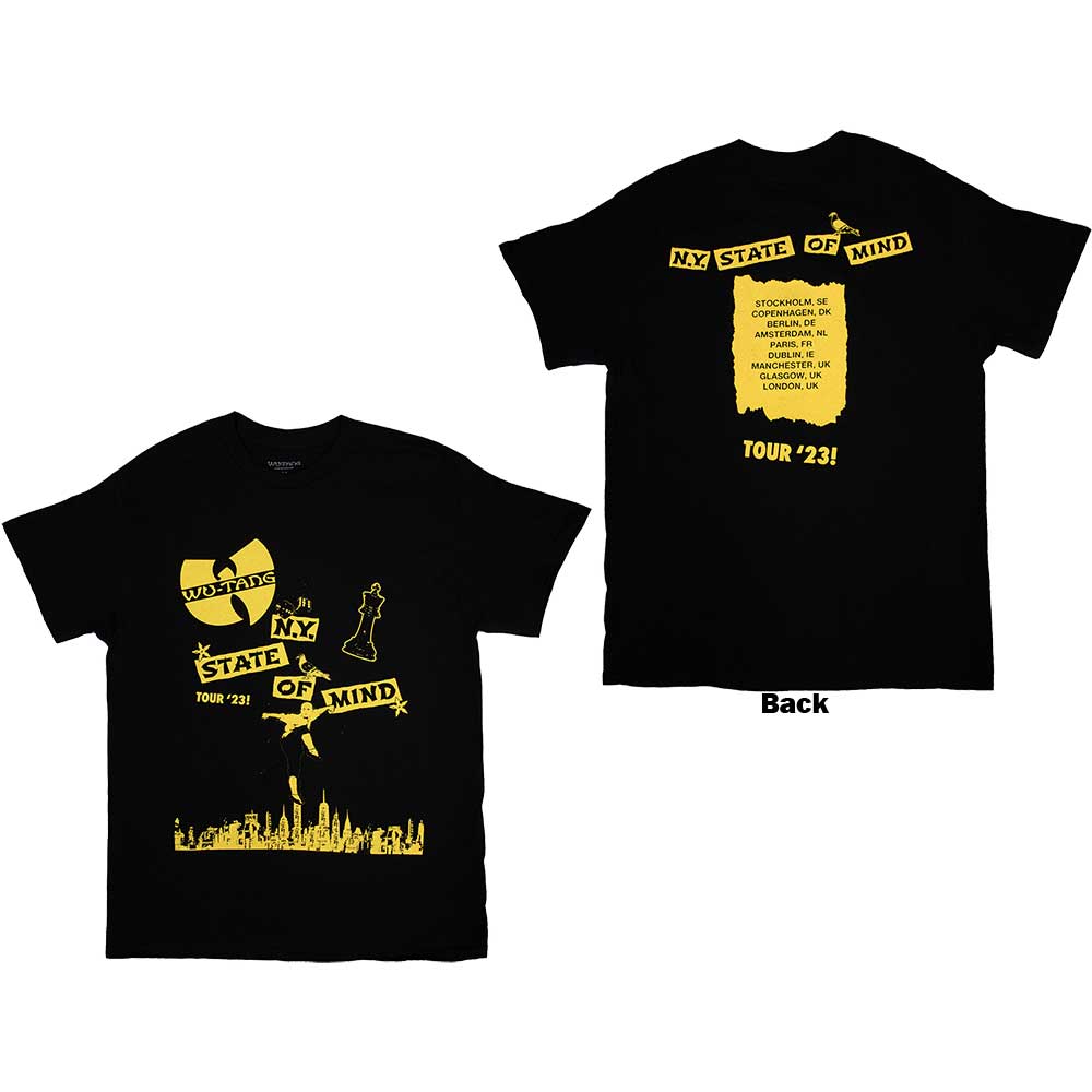 Wu-Tang Clan Unisex T-Shirt: Tour '23 NY State Of Mind (Black) (Back Print & Ex-Tour)