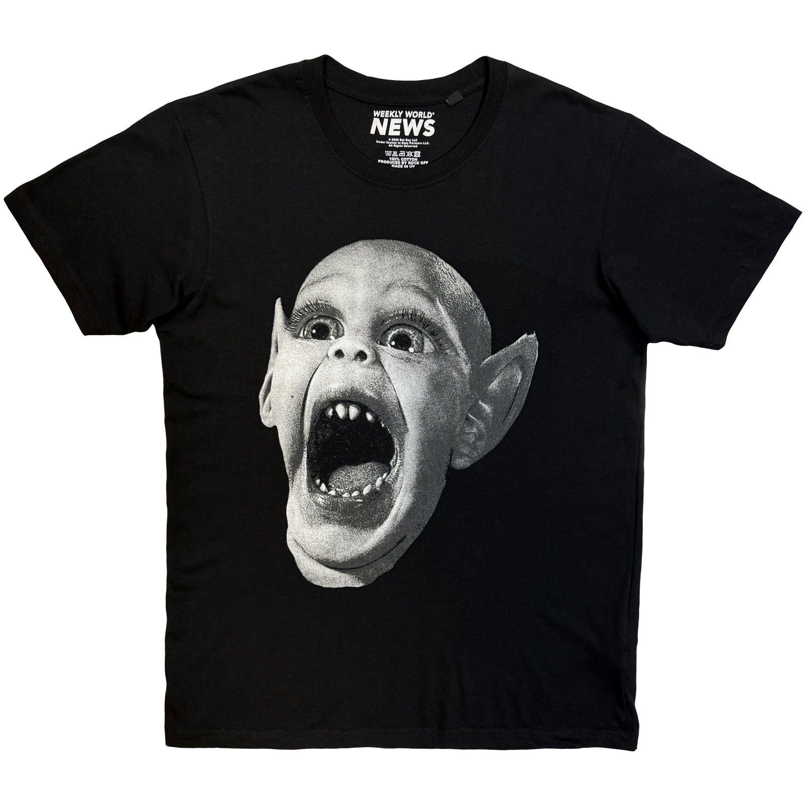 Weekly World News Unisex T-Shirt: Jumbo Bat Boy (Black) (Back Print)