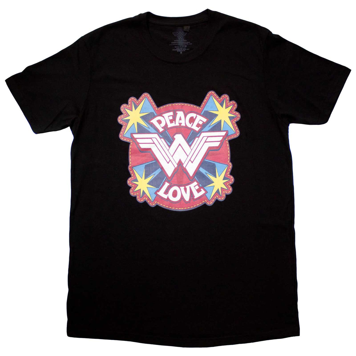 DC Comics Unisex T-Shirt: Wonder Woman Peace & Love (Black)
