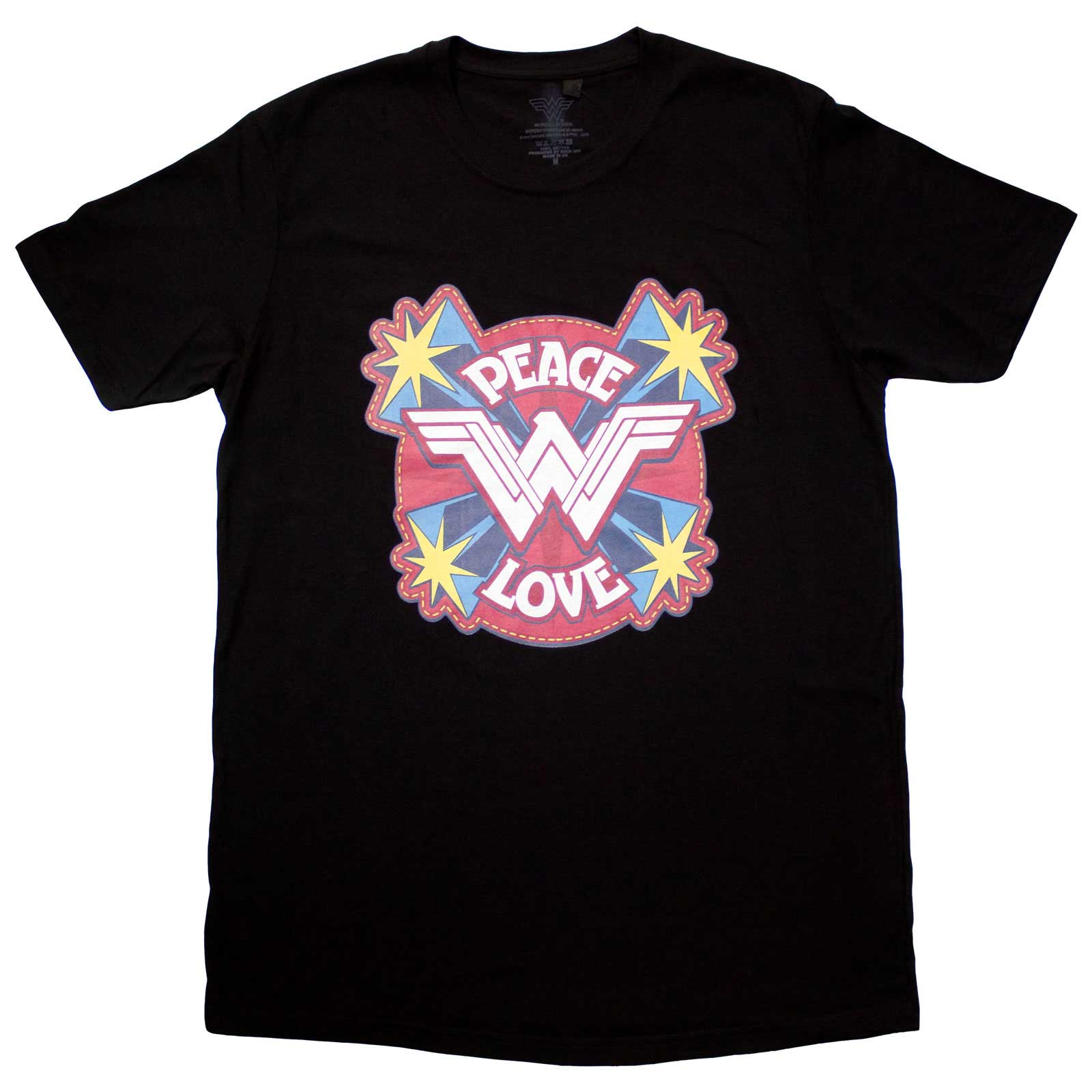 DC Comics Unisex T-Shirt: Wonder Woman Peace & Love (Black)