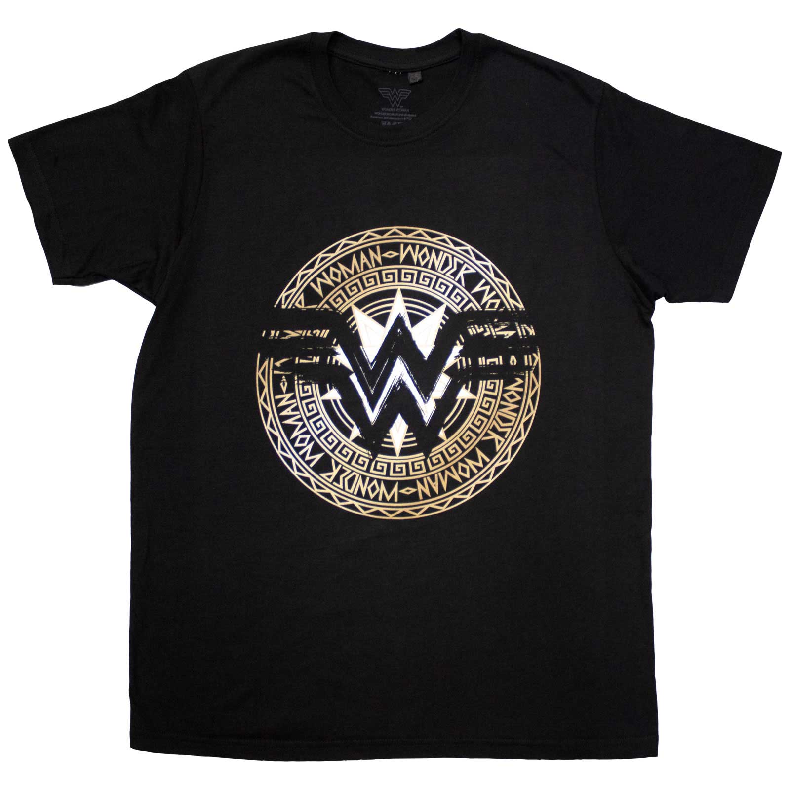 DC Comics Unisex T-Shirt: Wonder Woman Gold Circle (Black)